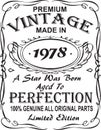 Vectorial T-shirt print design.Premium vintage made in 1978 a star was born aged to perfection 100% genuine all original parts lim Royalty Free Stock Photo