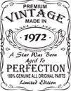 Vectorial T-shirt print design.Premium vintage made in 1972 a star was born aged to perfection 100% genuine all original parts lim Royalty Free Stock Photo