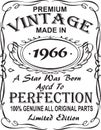 Vectorial T-shirt print design.Premium vintage made in 1966 a star was born aged to perfection 100% genuine all original parts lim