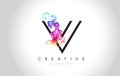 V Vibrant Creative Leter Logo Design with Colorful Smoke Ink Flo