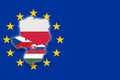 V4 Visegrad group on Euro flag background - copy space, Poland, Czech Republic, Slovakia, Hungary