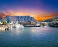 V & A Waterfront and table mountain in the background in Cape Town Royalty Free Stock Photo