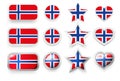 Set of vector labels of Norway - flag buttons Royalty Free Stock Photo