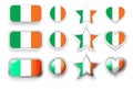 Set of vector labels of Ireland flag buttons Royalty Free Stock Photo