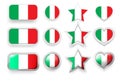 Set of vector labels of Italy flag buttons Royalty Free Stock Photo