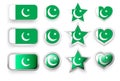 Set of vector labels of Pakistan flag buttons Royalty Free Stock Photo