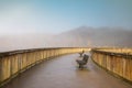 VA Empty Boardwalk Lake Fairfax Park Foggy Morning