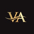 VA logo Design. Premium Letter VA Logo Design with water wave concept