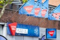 VAALS, NETHERLANDS - NOVEMBER 10, 2022: Selective blur on a Electro World Logo in front of their shop for Vaals. Electro World is