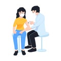 Doctor makes injection of vaccine to girl, immunity health concept vector illustration Royalty Free Stock Photo