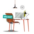 Vacancy Concept Vector. Office Chair. Vacancy Sign. Business HR Hiring. Sign Vacancy. Searching Professional Staff Work