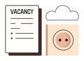 Vacancy Document with Cloud Storage Box Highlighting Job Opportunities and Digital Application Royalty Free Stock Photo