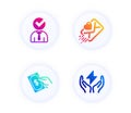 Vacancy, Pay money and Love letter icons set. Safe energy sign. Businessman concept, Hold cash, Heart. Vector