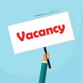 Vacancy placard, recruiter advertisement signboard, hiring, recruitment poster