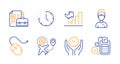 Vacancy, Time and Growth chart icons set. Doctor, Flight sale and Computer mouse signs. Vector