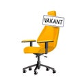 Vacant. Business recruitment concept. Office chair with a sign vacant. We are hiring, open vacancy. Hiring and Royalty Free Stock Photo