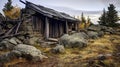 Vacant cabin in former mining site