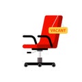 Vacant chair hire job recruitment vacancy office chair. Recruit vector flat icon concept creative illustration. Royalty Free Stock Photo