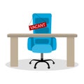 Vacant chair, hiring employment, recruitment candidate and hunting to talents