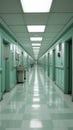 Vacant hospital corridor, silence pervades the sterile space, awaiting bustling life