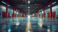 Vacant industrial park unit with clear floors and spacious interior Royalty Free Stock Photo