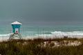 A Vacant Lifeguard Shack During a Storm