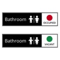 Vacant or occupied bathroom slider signs on white background Royalty Free Stock Photo
