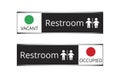 Vacant or occupied restroom slider sign on white background Royalty Free Stock Photo