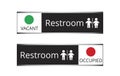 Vacant or occupied restroom slider sign on white background