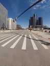 Vacant Streets in Downtown Detroit, Michigan at Mid-day as Coronavirus scare has Governor enact `Stay At Home Order`