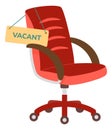 Vacant work seat icon. Red computer chair. Hiring symbol Royalty Free Stock Photo