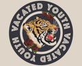 Vacated Youth with Tiger Graphics Slogan Royalty Free Stock Photo