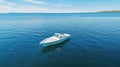 vacati boat on lake aerial Royalty Free Stock Photo