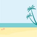 Vacation background. Beach with palm trees and blue sea. Royalty Free Stock Photo