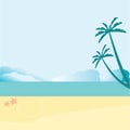 Vacation background. Beach with palm trees and blue sea. Royalty Free Stock Photo