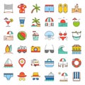 Vacation on the beach filled icon set