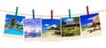 Vacation beach photography on clothespins Royalty Free Stock Photo