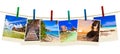 Vacation beach photography on clothespins Royalty Free Stock Photo