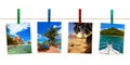 Vacation beach photography on clothespins Royalty Free Stock Photo