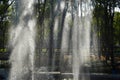 Water fountain in the city park. picturesque landscape in nature. vacation in the city Royalty Free Stock Photo