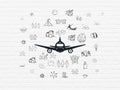 Vacation concept: Aircraft on wall background Royalty Free Stock Photo