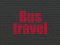 Vacation concept: Bus Travel on wall background Royalty Free Stock Photo