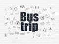 Vacation concept: Bus Trip on wall background Royalty Free Stock Photo