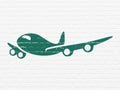 Vacation concept: Airplane on wall background Royalty Free Stock Photo