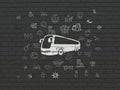 Vacation concept: Bus on wall background Royalty Free Stock Photo