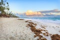 Vacation in Dominican Republic. Sunset sandy beach Royalty Free Stock Photo