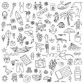 Vacation doodles vector illustration set