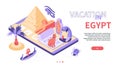 Vacation in Egypt - modern colorful isometric web banner