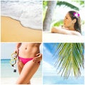 Vacation and holidays collage. Rest on a beach, traveling and spa collection.