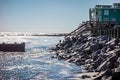 Vacation homes on ht e folly island beach Royalty Free Stock Photo